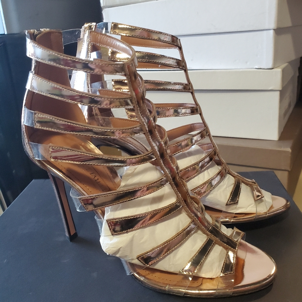 Sz 37 NIB $790 Samuele Failli metallic heels